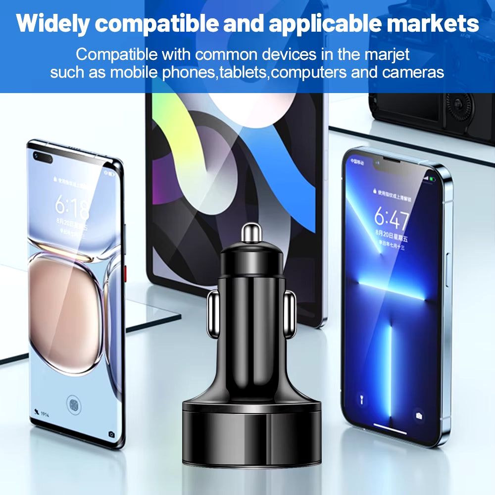 250W LED Car Charger 5 Ports Fast Charge PD QC3.0 USB C Car Phone Charger Type C Adapter in Car for Iphone Samsung Huawei Xiaomi